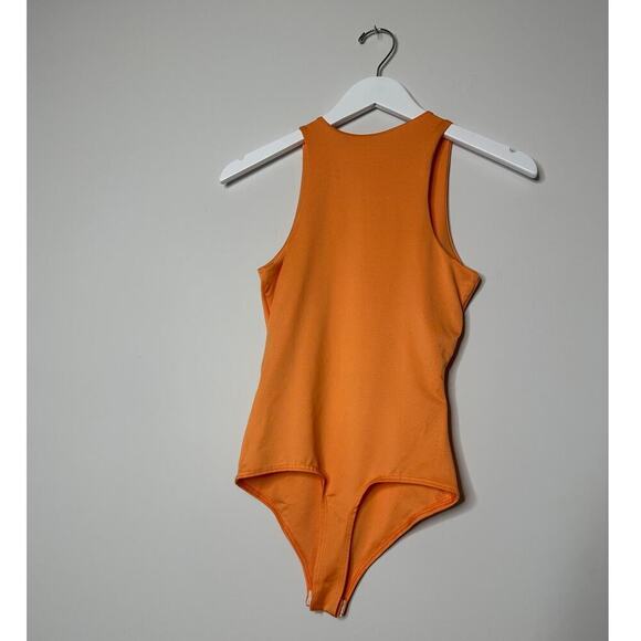 Size XS Cutout Stretch Bodysuit Bright Orange Date Night Party Boho Vacation - Picture 2 of 10